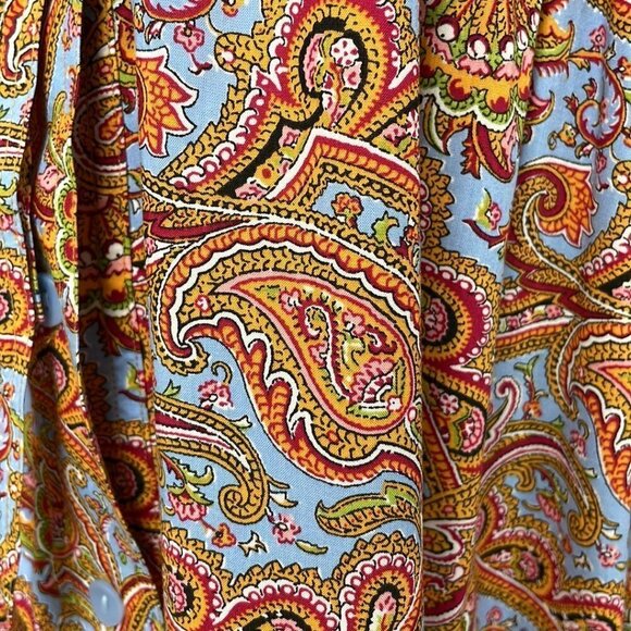 JW Anderson x Uniqlo Gather Dress Button Paisley Orange Blue Size Large L - Picture 11 of 16